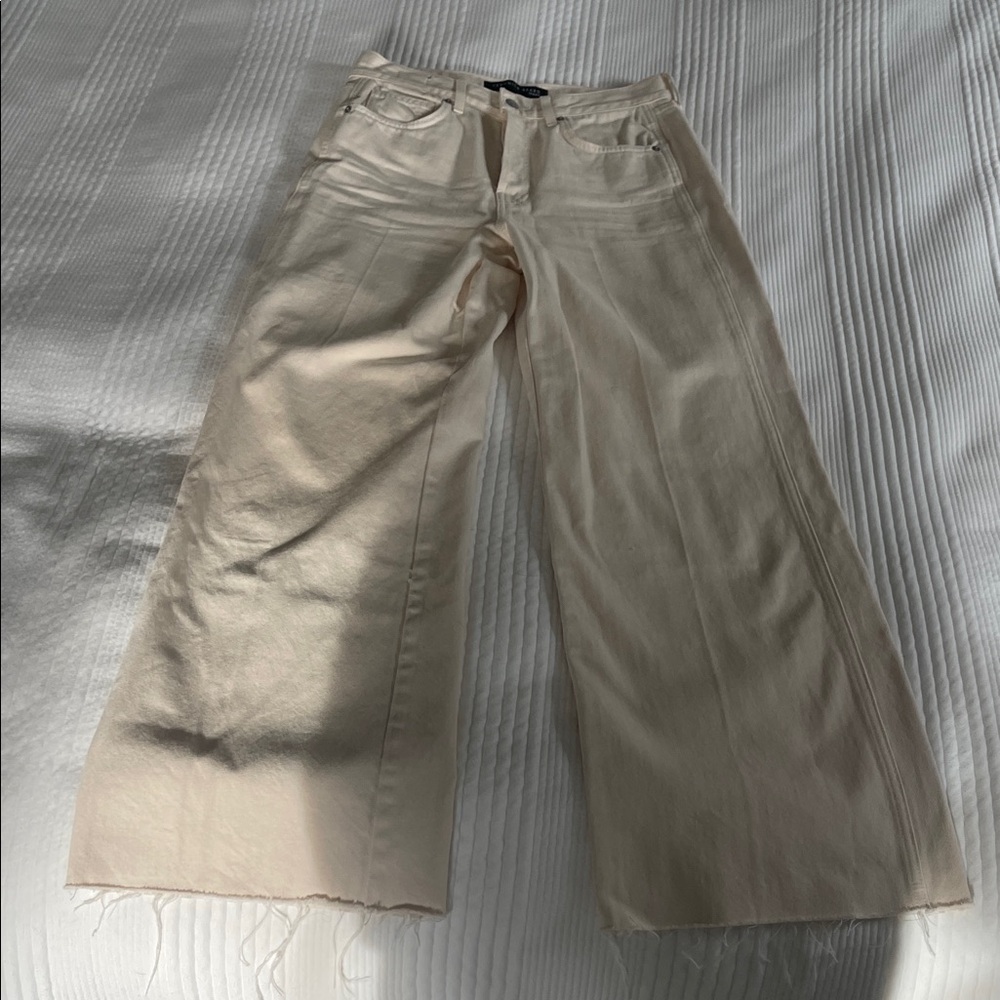 Veronica Bears Taylor Wide-Leg Cream Jeans